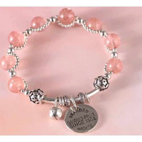 MeibaPJ Real S925 Sterling Silver Strawberry Wafer Lotus Bell Womens Single Ring Bracelet Exquisite Commemorative Gift