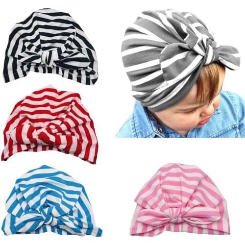 1pcs Children stripe kot Cross Indian Hat Cute Newborn Head Scarf Cap Newborn hair band For baby girls Accessories Baby Hats