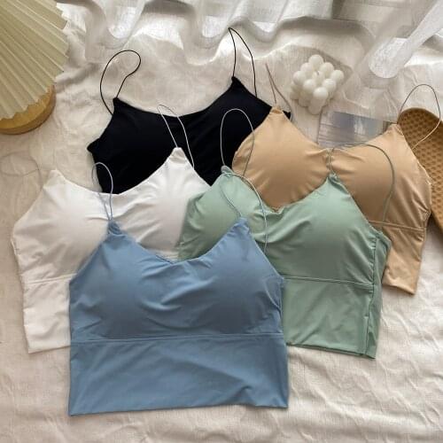 Fashion Ice Silk Women Crop Tops Soild Color Wireless Underwear Push-Up Female Lingerie Sport Bra with Chest Pad Breathable