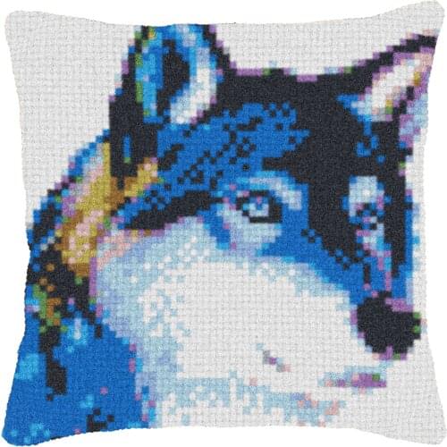 Latch Hook Cushion Kit Pillow Mat DIY Crafts wolf Pattern Cross Stitch Needlework set Crocheting Cushion embroidery pillow