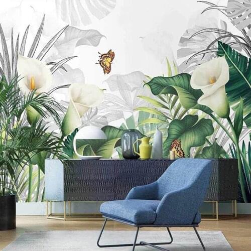 Custom Mural Wallpaper Modern Calla Lily Tropical Plant European Pastoral Style Photo Wall Mural Living Room Bedroom Home Decor