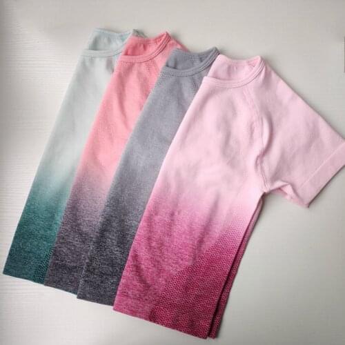 Nepoagym Women Ombre Seamless Shortsleeve Cropped Top Gym Crop Top Compression Sleeveless Yoga Shirt Yoga Shirt Women