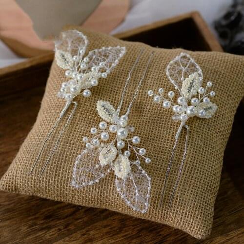 NiuShuya 3pcs High Grade Handmade Brides Hairpins Woman Hair Clips Rhinestone Hair Sticks Wedding Hair Accessories
