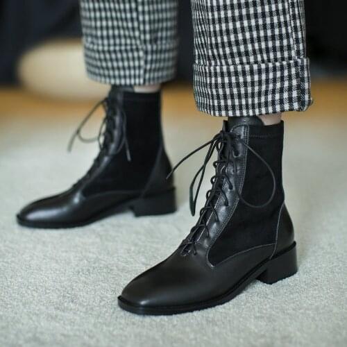 New autumn/winter 2020 Genuine leather Womens boots Martin boots lace-up cowhide Womens shoes