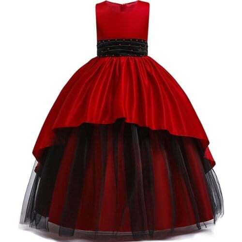 Flower Girl Dress Tulle First Communion Gowns 2019 Princess Gold Girls Pageant Long Dresses Lace Applique Beads