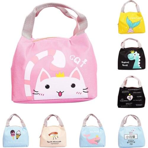 Portable Cat Dolphin Thermal Insulated Meal Bento Tote Lunch Bag Picnic Pouch Cute