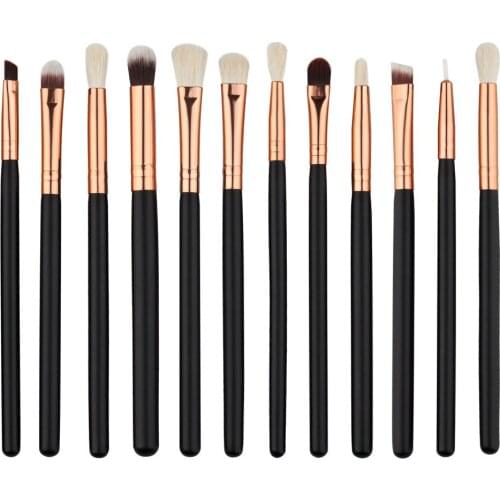 Professional 12pcs Eyeshadow Makeup Brushes Kit Women Lip Brush Eyeliner Blending Brush Set Wood Handle