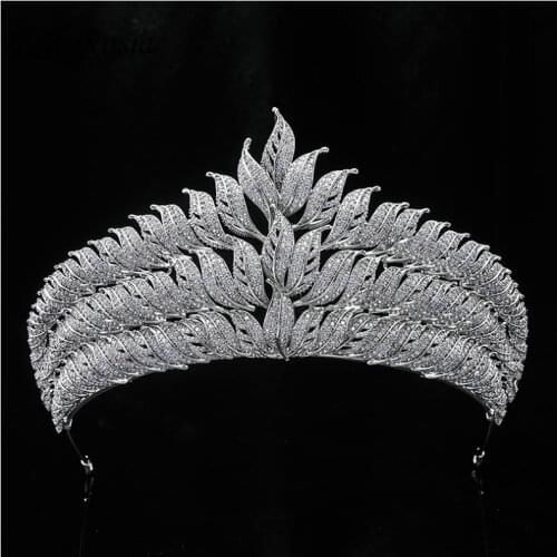 EillyRosia Luxury Wedding Crown CZ Tiaras, Bridal Crown Crystal Luxembourg Headdress, Wedding Accessories,Head Accessories Women