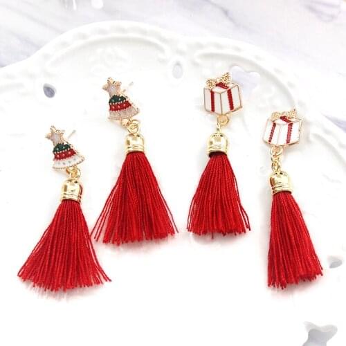 Christmas old man gift box tree earrings earrings ladies decorations Christmas special personality design holiday atmosphere