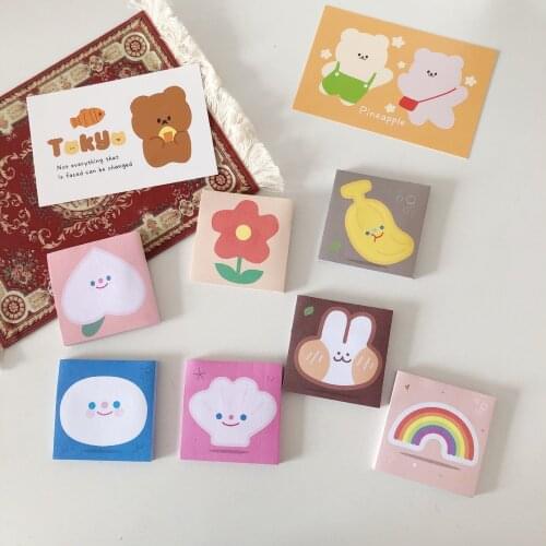 SIXONE 80 Sheets Ins Peach Smile Rabbit Floret Sticky Notes Student Memo Pad Kawaii Message paper Stickers School Stationery