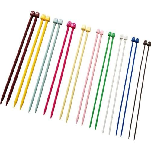 1Set 20 Pcs 37CM 2.0-6.5MM Multicolor Plastic Knitting Needles Single Pointed Needles