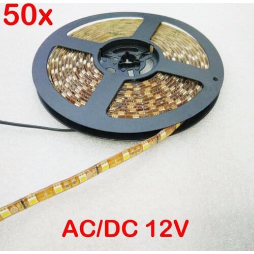 Constant Current FREE DHL 50x 5m AC/DC12V Yellow PCB 14W/m 300LED Warm 5050 LED Strip Light UL E473513 Warranty 3 Years