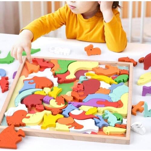 Early childhood education animal three-dimensional jigsaw puzzle building blocks Jenga exercise hand-eye coordination wooden toy