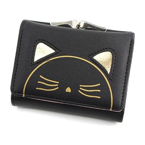 Japanese Cute Cat Leather Women Wallet Hasp Small Coin Pocket Purse Women Cards Holders Wallets
