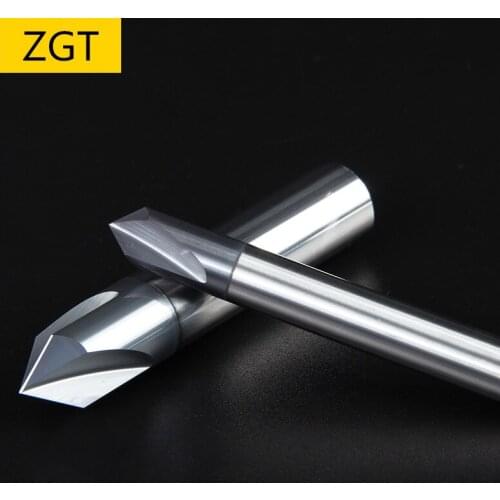 ZGT Chamfering Milling Cutter 60 90 120 Degree Coated 3 Flute 3mm 4mm 6mm 8mm 10mm 12mm Carbide Metal Milling Chamfer End Mills