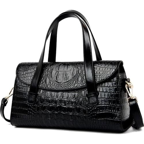 Vintage Baguette Crocodile Pattern Women Shoulder Bags Retro Split real Leather Bags Solid Ladies Small Messenger Handbag Female