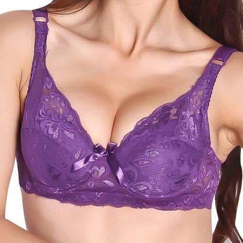 Women Sexy Underwire Padded Up Embroidery Lace Bra 32-40B Brassiere Bra Push Up Bras for Lady
