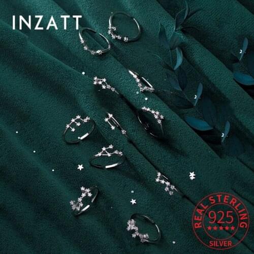INZATT Real 925% Sterling Silver Twelve constellations Zircon Ring For Women Party Classic Fine Jewelry Geometric Accessories