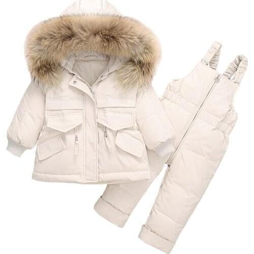 Winter 2Pcs Set Girl Snowsuit Jumpsuit Children Down Clothing Set 2021 Baby Ski Suit Overalls for Boys Winter Jackets for Girl