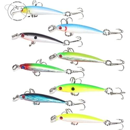 1Pcs 3D Eyes Trolling Artificial Minnow Hard Bait Crankbait Wobblers Sea Fishing Isca With Lip Treble 10# Hooks
