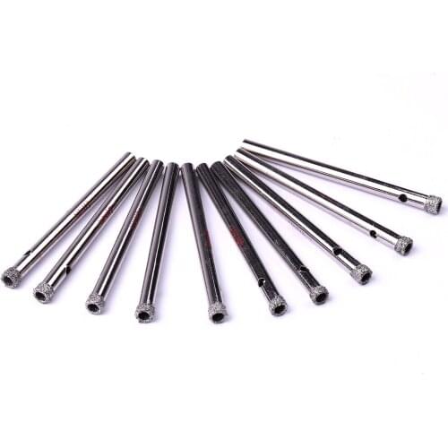 10pcs Dia 5mm Diamond Coated Core Drills Bit Hole Saw Tile Marble Glass L 53mm