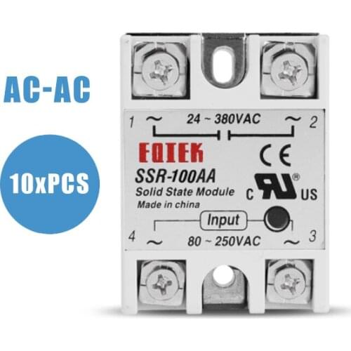 10PCS/Lots 100A Single Phase Solid State Relay SSR AC-AC 80-250VAC TO 24-380VAC High Quality For Temperature Controller