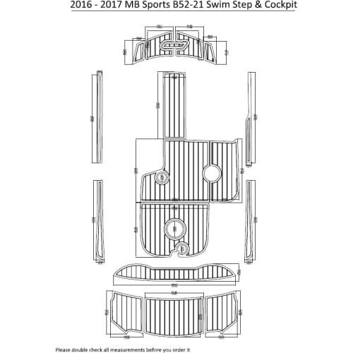 2016-2017 MB Sports B52 23 Swim Step & Cockpit Pad Boat EVA Teak Decking 1/4" 6mm