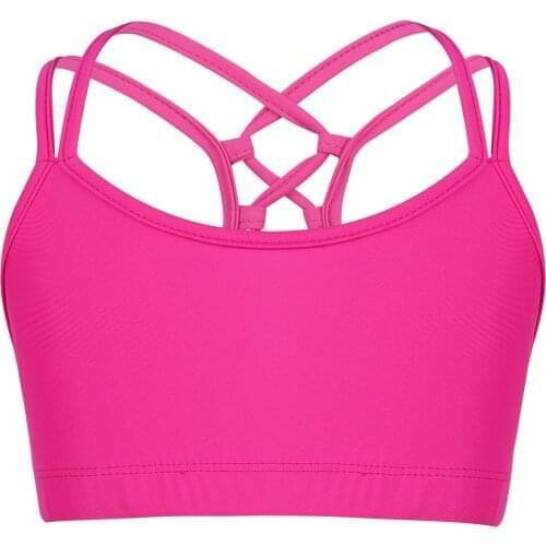 2021 Kids Girls Summer Ballet Dance Sports Tops Gymnastics Wear Exercise Workout Vest Tops Children Breathable Cross Back Tanks