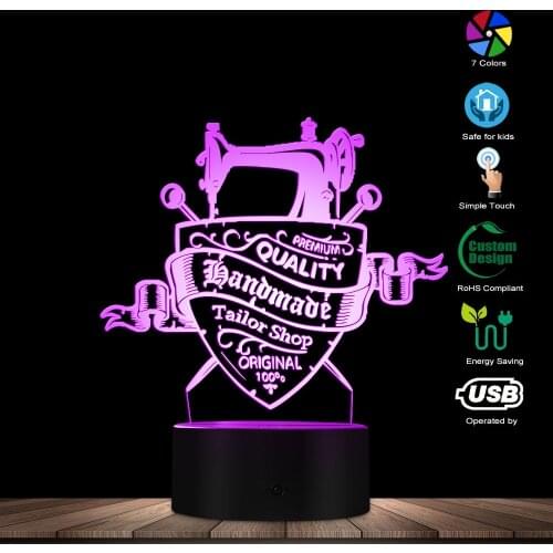 3D Sewing Machine Shape Designed Lamp Tailor Shop Needlework Home Decor Table Lamp 3D Optical illusion Creative Night Light