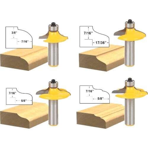 4pcs/set Bit Drawer Front & Cabinet Door Front Router Bit Set-1/2" Shank