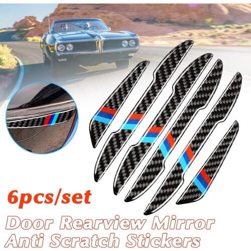 6Pc Carbon Fiber Car Door Edge Protector Buffer Trim Molding Anti Scratch Sticker Rearview Mirror Protection Accessories For BMW