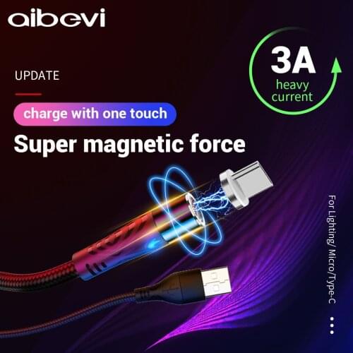 Aibevi 3A Magnetic Cable Mobile Phone Charging Cables Micro USB Cable USB Type C Charger For iPhone 12 Charge Wire For Samsung