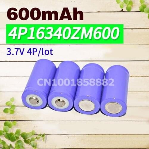 Apexway 4Pcs/Lot 3.7V 600mAh Li-ion 16340 Rechargeable Battery High safety industrial use