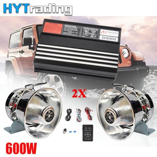 Car Horns 600W 10 Sound Loud Car Auto Warning Alarm Police Fire Siren Horn PA Speaker MIC System 12V Siren Police Car