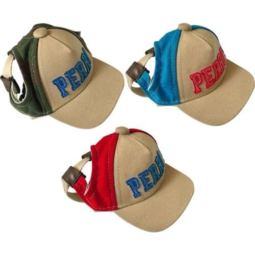 Pet Adjustable Sun Hat For Dogs Cute Pet Casual Cotton Baseball Cap Chihuahua Yorkshire Sports Visor Hat With Ear Holes