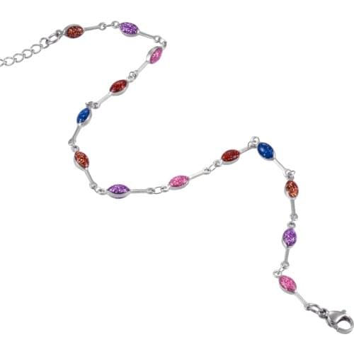 Fashion Stainless Steel Bracelet Evil Eye Colored Stone Enamel Bead Chain Men And Women Jewelry Gifts