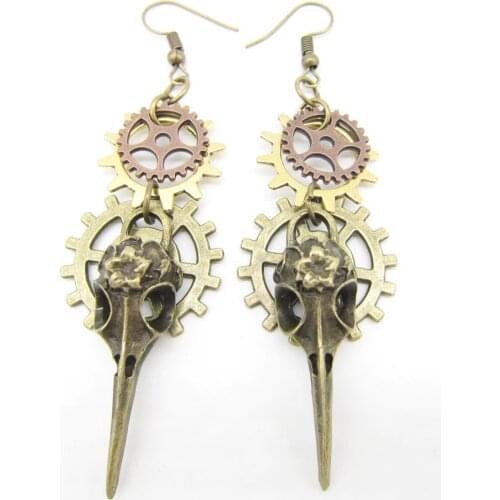 2018 Cykopv The Original Design Phoenix Head and Multi Gears Old Fashionable Steampunk Earring