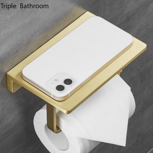 Light Luxury Restroom Tissue Holder Brass Paper Towel Mobile Phone Shelf Household Accessories Bathroom Paper Storage Stand