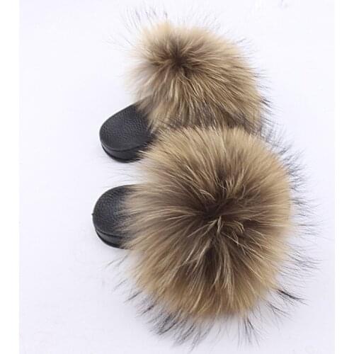 Kids Real Fox Hair Slippers Plush Furry Real Fur Slippers 2020 Casual Boys Slides Summer Shoes Girls Flip Flops Child Sandals