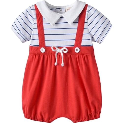 Infant Baby Summer Romper Short Sleeve baby jumpsuit Newborn Clothes Striped Baby One Piece Clothes