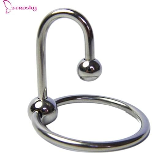 Dual Ball Urethral Cock Penis Head Glans Ring Sex Increase Orgasm Double Dilator Beads Delay Lock Loop Glans Penis Ring Enlarge