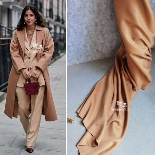 Double-Faced Cashmere Wool Fabric Camel 95% Wool Keep Warm DIY Autumn Winter Overcoat Outwear Jacket Designer Fabric 800g/meter