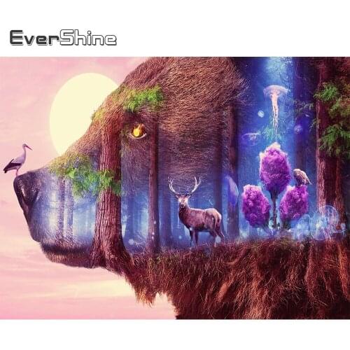 Evershine Full Square Diamond Embroidery Bear Mosaic Art New Arrival Diamond Painting Animals Cross Stitch Deer Handicraft Gift