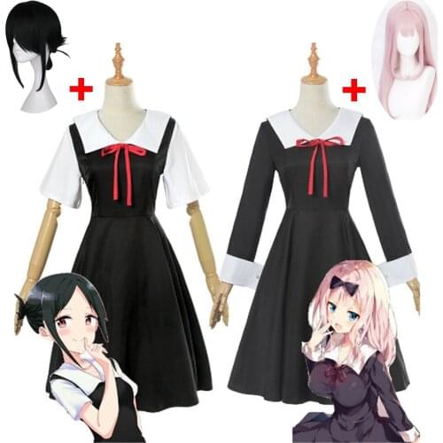 Hot Anime Kaguya-sama: Love is War Cosplay Costume Sets Kaguya Chika Japanese School Uniform Women Girls Summer Dress and wigs