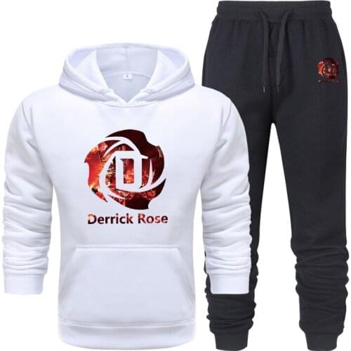 Clothing Mens Autumn winter Derrick Rose Mens Sets Hoodie+pants Two Pieces Sets Casual Tracksuit Male Sportswear 2020 New