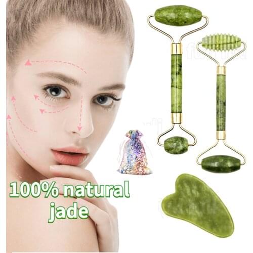 3pcs Jade Gua Sha Massager For Face Pink Guasha Natural Stone Rose Quartz Gouache Scraper Body Massage Beauty Skin Care Slimming