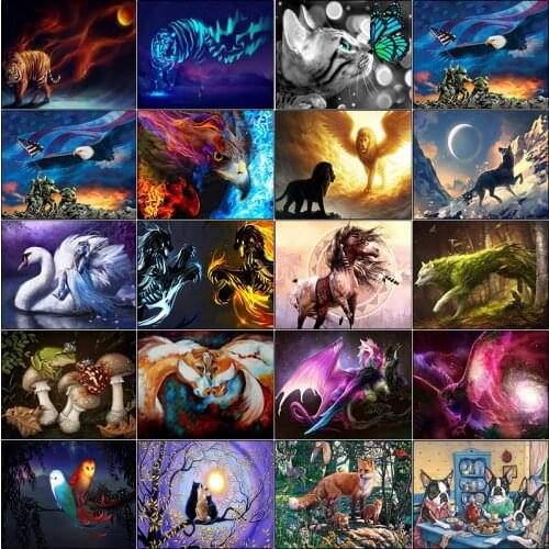 Cross stitch 5d diamond painting kit set Horse fox cat butterfly swan bird tiger dragon complet dirll drawing full square mosaic