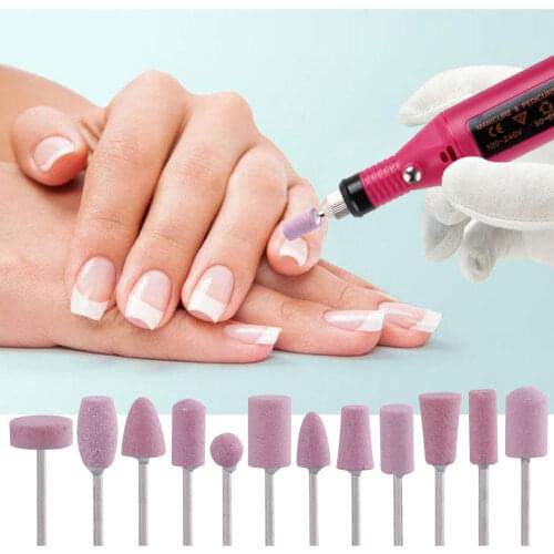 12Pcs Ceramic Nail Drill Bits Electric Manicure Head Replacement Device For Manicure Pedicure Nail Files Polishing Mill Cutter