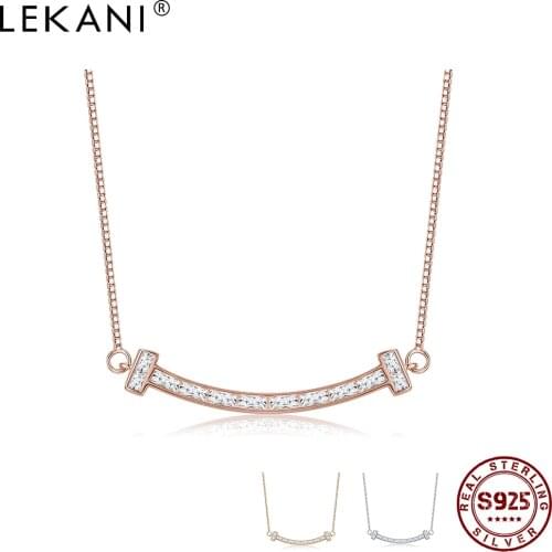 LEKANI 925 Sterling Silver Necklace Elegant Cubic Zircon Pendant Jewelry Female Decoration Necklace Girls Friends Valentine Gift