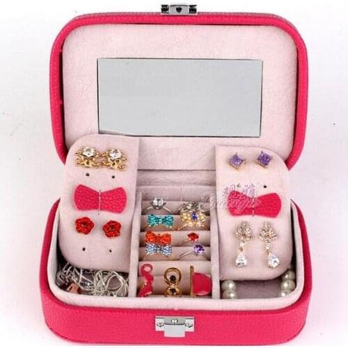 7 colors Portable jewelry box leather jewelry box princess dressing birthday gift /maquiagem/casket B028